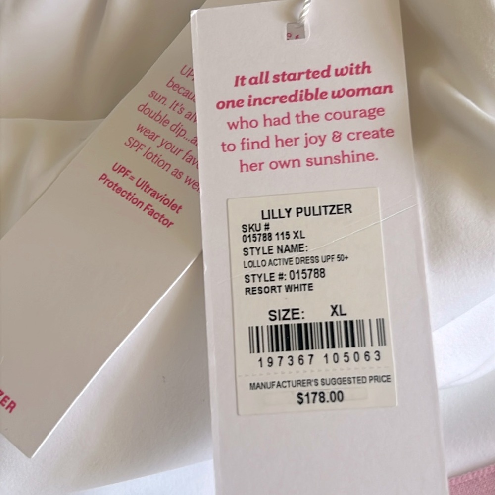 Lilly Pulitzer “Lollo” Luxletic Active Dress Resort White Pink Trim Size XL NWT - Picture 8 of 10